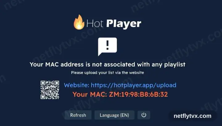 HotPlayer demandant d'envoyer votre playlist sur hotplayer.app