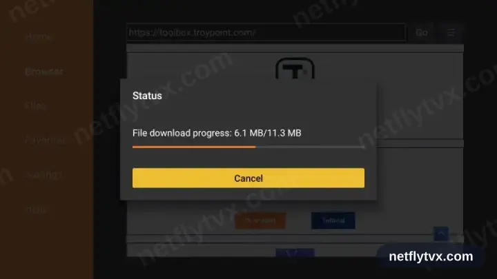 Downloader affichant le téléchargement de TiviMate en cours sur le Firestick