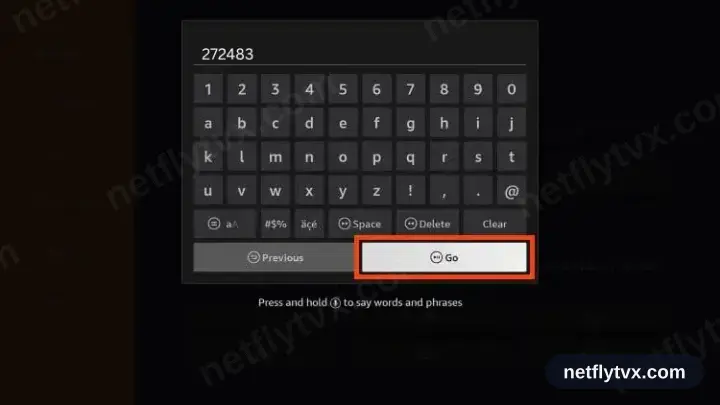 Downloader app on a Fire TV Stick with code 272483 entered to install TiviMate